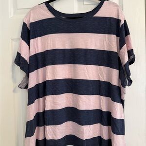 Sonoma Pink and Navy Striped Short Sleeve Tee - 3X - Like New